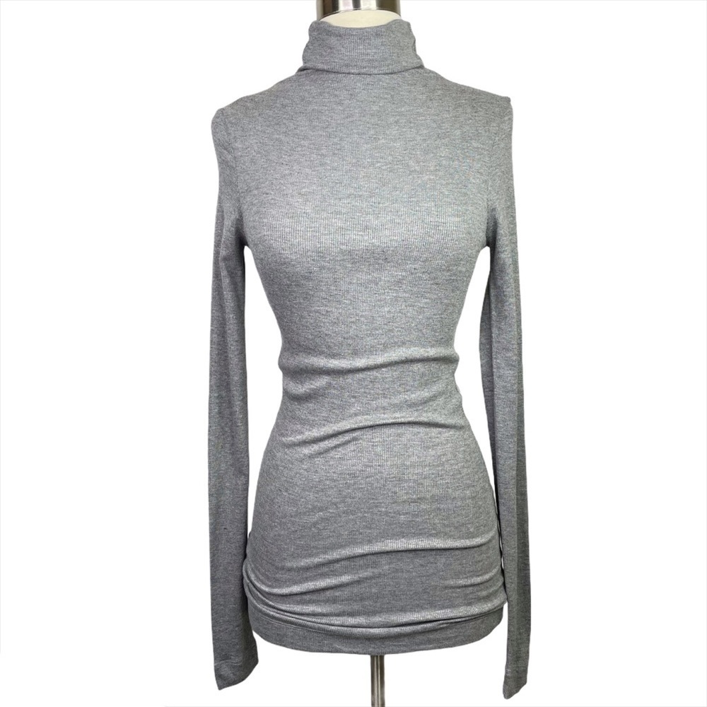 Heather By Bordeaux Gray Ribbed TurtleNeck, Petite